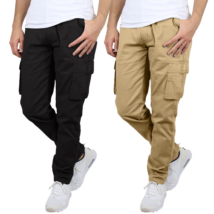 2-Pack Men's Flex-Stretch Cotton Cargo Pants, 31-Inch Inseam - Comfortable and Durable